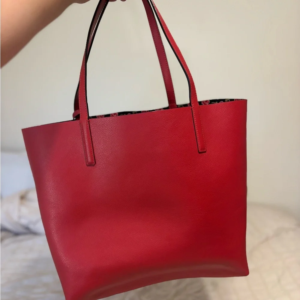 Kate Spade Rose Red Reversible Tote with Floral Pouch - Picture 2 of 6